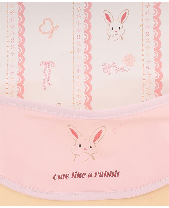 Babyhug Waterproof PU Sleeveless Feeding Bibs Pack of 2 - Bunny & Whale Print| Crumb Catcher Pocket| Easy Wipe Clean| Easy Velcro Closure| Weaning & Feeding Bibs| 0+ Months