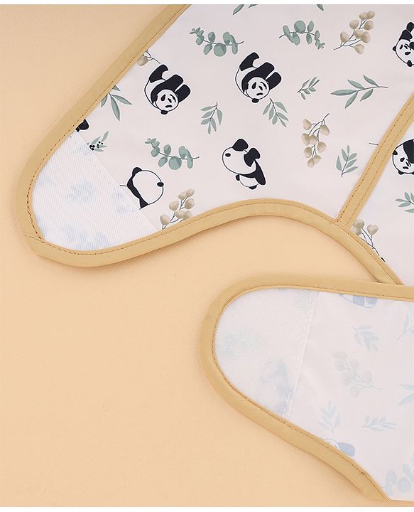 Babyhug Waterproof Polyester Half Sleeves Feeding Bibs Pack of 2 Bunny & Panda Print| Easy  Velcro Closure| Crumb Catcher Pocket| Washable & Lightweight| 0+ Months
