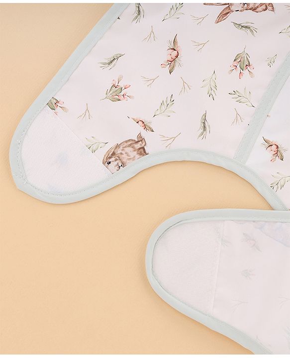Babyhug Waterproof Polyester Half Sleeves Feeding Bibs Pack of 2 Bunny & Panda Print| Easy  Velcro Closure| Crumb Catcher Pocket| Washable & Lightweight| 0+ Months