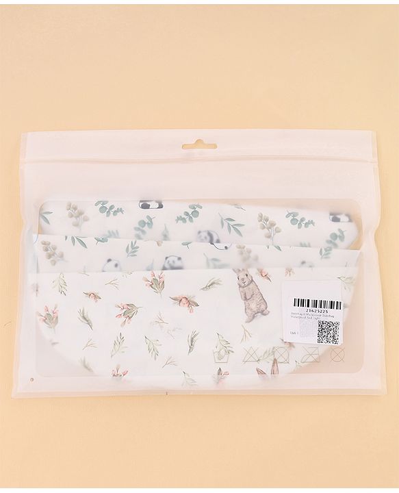 Babyhug Waterproof Polyester Half Sleeves Feeding Bibs Pack of 2 Bunny & Panda Print| Easy  Velcro Closure| Crumb Catcher Pocket| Washable & Lightweight| 0+ Months