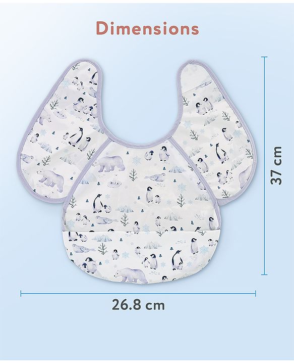 Babyhug Waterproof Polyester Half Sleeves Feeding Bibs Pack of 2 Bunny & Panda Print| Easy  Velcro Closure| Crumb Catcher Pocket| Washable & Lightweight| 0+ Months