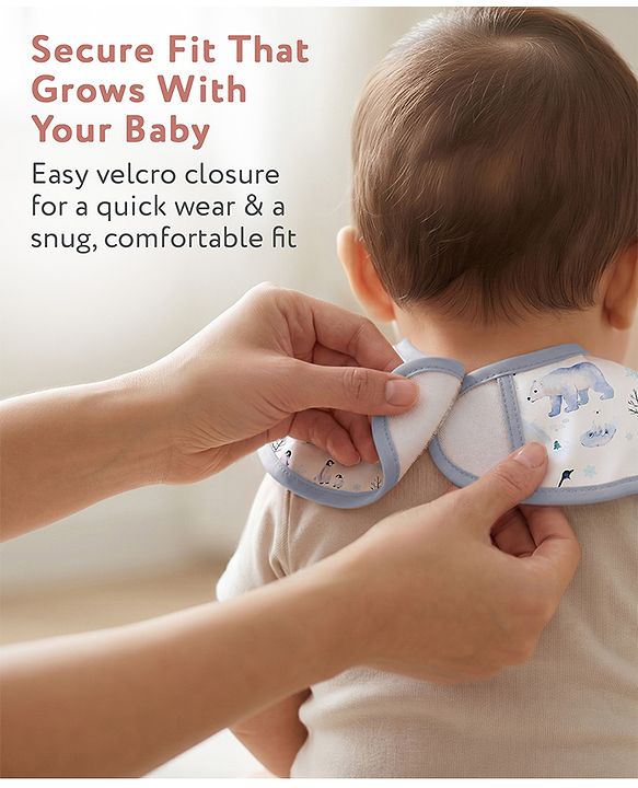Babyhug Waterproof Polyester Half Sleeves Feeding Bibs Pack of 2 Bunny & Panda Print| Easy  Velcro Closure| Crumb Catcher Pocket| Washable & Lightweight| 0+ Months