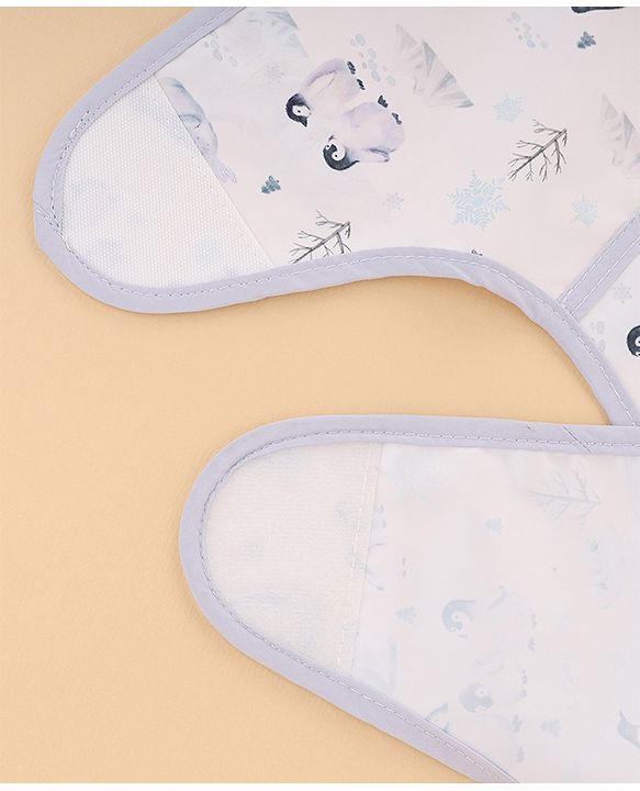 Babyhug Waterproof Polyester Half Sleeves Feeding Bibs Pack of 2 Bunny & Panda Print| Easy  Velcro Closure| Crumb Catcher Pocket| Washable & Lightweight| 0+ Months