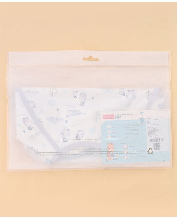 Babyhug Waterproof Polyester Half Sleeves Feeding Bibs Pack of 2 Bunny & Panda Print| Easy  Velcro Closure| Crumb Catcher Pocket| Washable & Lightweight| 0+ Months