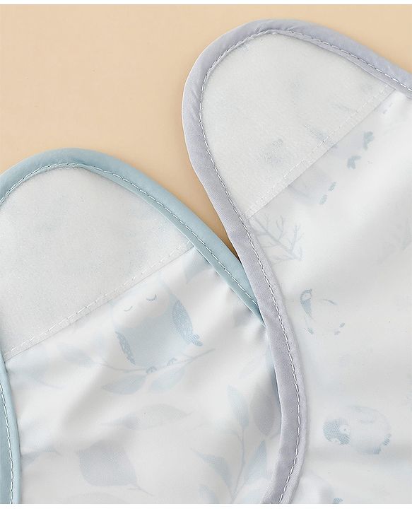 Babyhug Waterproof Polyester Half Sleeves Feeding Bibs Pack of 2 Bunny & Panda Print| Easy  Velcro Closure| Crumb Catcher Pocket| Washable & Lightweight| 0+ Months