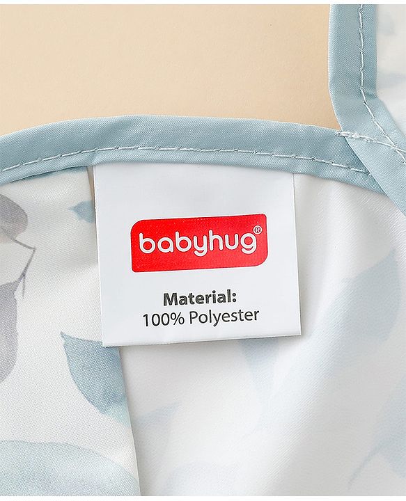 Babyhug Waterproof Polyester Half Sleeves Feeding Bibs Pack of 2 Bunny & Panda Print| Easy  Velcro Closure| Crumb Catcher Pocket| Washable & Lightweight| 0+ Months