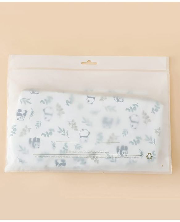 Babyhug Full Sleeve Waterproof Polyester Feeding Bib Panda Print| Long Sleeves| Crumb Catcher Pocket| Easy Velcro Closure| Mess-Free Feeding| 0+ Months