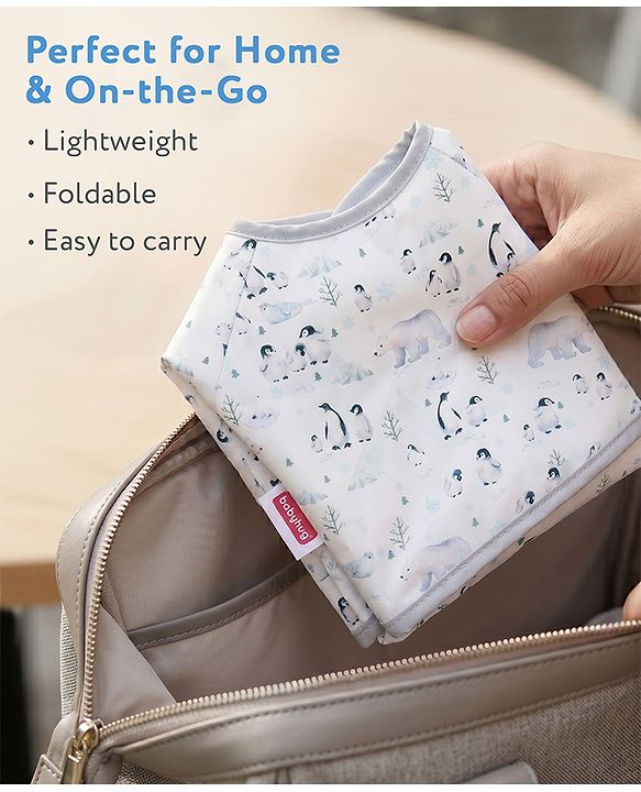 Babyhug Full Sleeve Waterproof Polyester Feeding Bib Panda Print| Long Sleeves| Crumb Catcher Pocket| Easy Velcro Closure| Mess-Free Feeding| 0+ Months