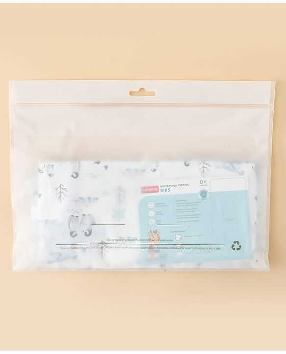 Babyhug Full Sleeve Waterproof Polyester Feeding Bib Panda Print| Long Sleeves| Crumb Catcher Pocket| Easy Velcro Closure| Mess-Free Feeding| 0+ Months