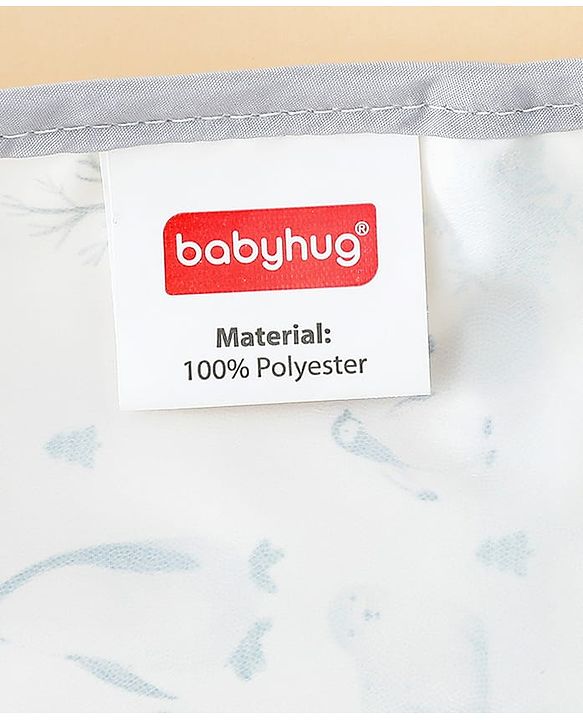 Babyhug Full Sleeve Waterproof Polyester Feeding Bib Panda Print| Long Sleeves| Crumb Catcher Pocket| Easy Velcro Closure| Mess-Free Feeding| 0+ Months