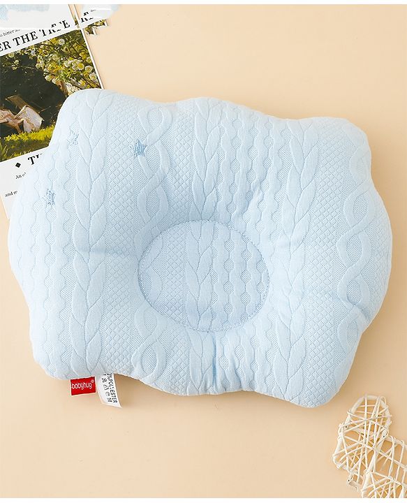 Babyhug Star Shaped Head Shaping Baby Pillow - Blue| Prevents Flat Head Syndrome| Soft & Breathable| Neck & Shoulder Support Pillow| Lightweight & Travel Friendly| 0-6 Months| New Born Gifting Option