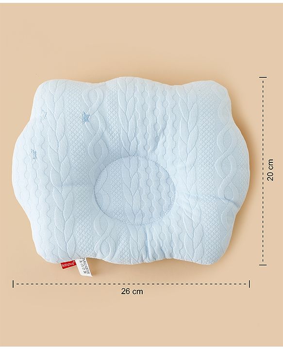 Babyhug Star Shaped Head Shaping Baby Pillow - Blue| Prevents Flat Head Syndrome| Soft & Breathable| Neck & Shoulder Support Pillow| Lightweight & Travel Friendly| 0-6 Months| New Born Gifting Option