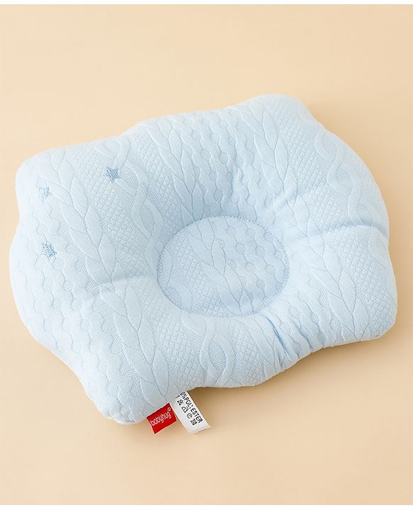 Babyhug Star Shaped Head Shaping Baby Pillow - Blue| Prevents Flat Head Syndrome| Soft & Breathable| Neck & Shoulder Support Pillow| Lightweight & Travel Friendly| 0-6 Months| New Born Gifting Option