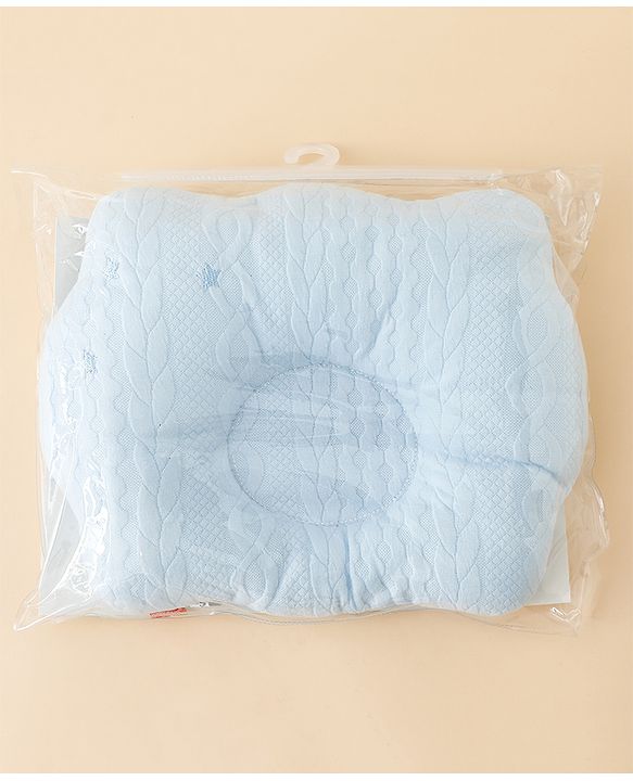 Babyhug Star Shaped Head Shaping Baby Pillow - Blue| Prevents Flat Head Syndrome| Soft & Breathable| Neck & Shoulder Support Pillow| Lightweight & Travel Friendly| 0-6 Months| New Born Gifting Option