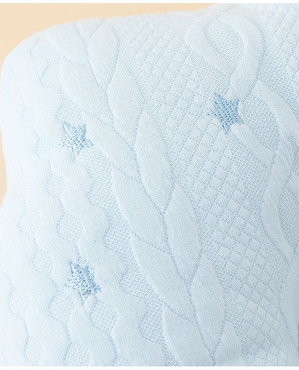 Babyhug Star Shaped Head Shaping Baby Pillow - Blue| Prevents Flat Head Syndrome| Soft & Breathable| Neck & Shoulder Support Pillow| Lightweight & Travel Friendly| 0-6 Months| New Born Gifting Option