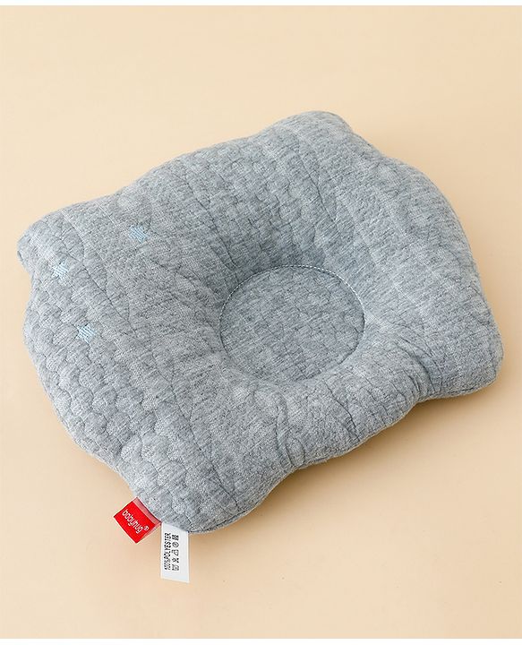 Babyhug Star Shaped Head Shaping Baby Pillow - Grey| Prevents Flat Head Syndrome| Soft & Breathable| Neck & Shoulder Support Pillow| Lightweight & Travel Friendly| 0-6 Months| New Born Gifting Option