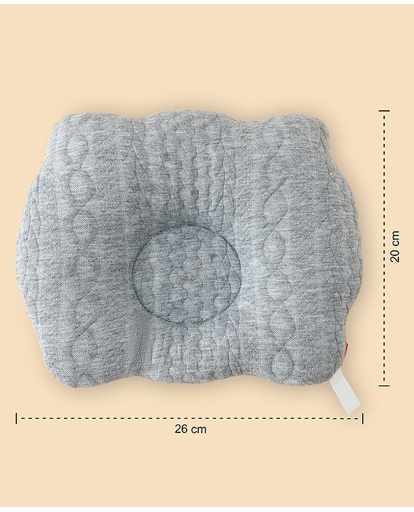 Babyhug Star Shaped Head Shaping Baby Pillow - Grey| Prevents Flat Head Syndrome| Soft & Breathable| Neck & Shoulder Support Pillow| Lightweight & Travel Friendly| 0-6 Months| New Born Gifting Option