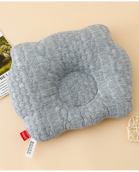 Babyhug Star Shaped Head Shaping Baby Pillow - Grey| Prevents Flat Head Syndrome| Soft & Breathable| Neck & Shoulder Support Pillow| Lightweight & Travel Friendly| 0-6 Months| New Born Gifting Option