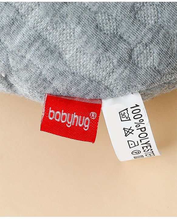 Babyhug Head Shaping Baby Pillow - Grey| Prevents Flat Head Syndrome| Soft & Breathable| Neck & Shoulder Support Pillow| Lightweight & Travel Friendly| 0-6 Months| New Born Gifting Option