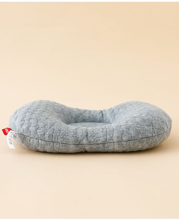 Babyhug Head Shaping Baby Pillow - Grey| Prevents Flat Head Syndrome| Soft & Breathable| Neck & Shoulder Support Pillow| Lightweight & Travel Friendly| 0-6 Months| New Born Gifting Option