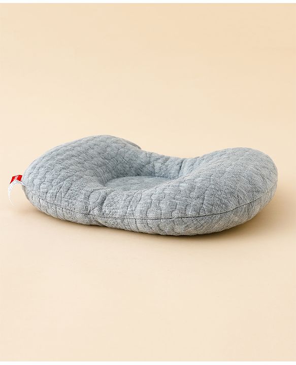 Babyhug Head Shaping Baby Pillow - Grey| Prevents Flat Head Syndrome| Soft & Breathable| Neck & Shoulder Support Pillow| Lightweight & Travel Friendly| 0-6 Months| New Born Gifting Option