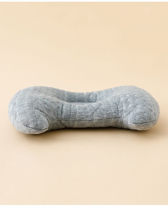 Babyhug Head Shaping Baby Pillow - Grey| Prevents Flat Head Syndrome| Soft & Breathable| Neck & Shoulder Support Pillow| Lightweight & Travel Friendly| 0-6 Months| New Born Gifting Option