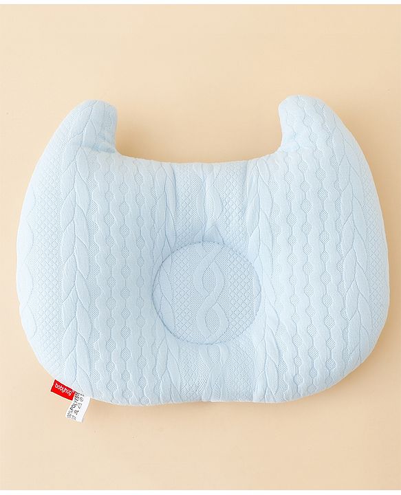 Babyhug Head Shaping Baby Pillow Prevents Flat Head Syndrome Soft & Breathable Neck & Shoulder Support Pillow Lightweight & Travel Friendly 0-6 Months New Born Gifting Option - Blue