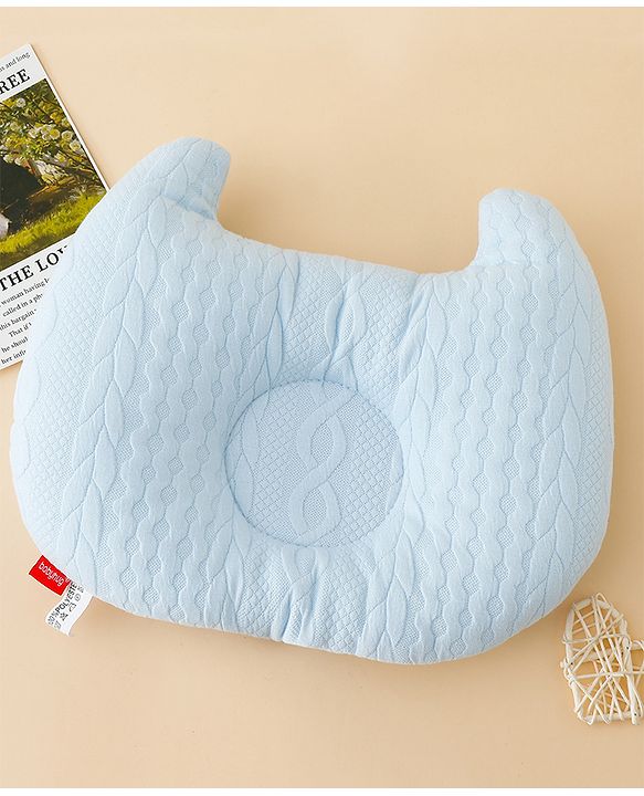 Babyhug Head Shaping Baby Pillow Prevents Flat Head Syndrome Soft & Breathable Neck & Shoulder Support Pillow Lightweight & Travel Friendly 0-6 Months New Born Gifting Option - Blue