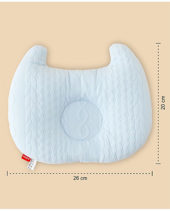 Babyhug Head Shaping Baby Pillow Prevents Flat Head Syndrome Soft & Breathable Neck & Shoulder Support Pillow Lightweight & Travel Friendly 0-6 Months New Born Gifting Option - Blue