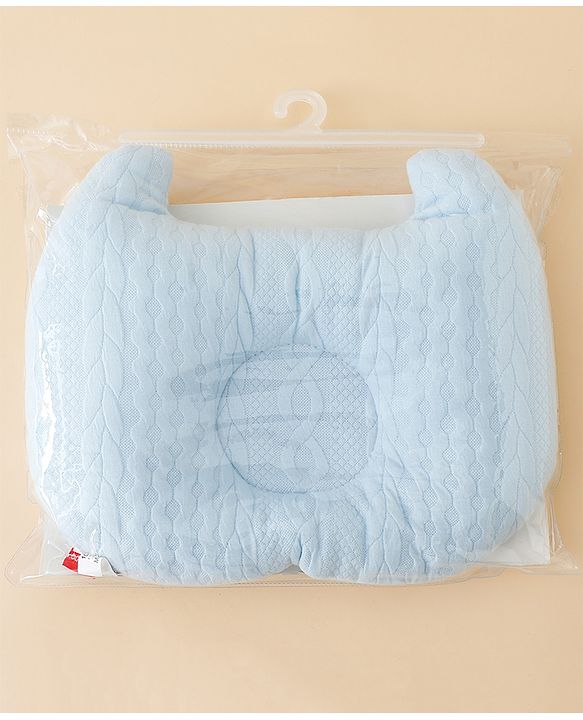 Babyhug Head Shaping Baby Pillow Prevents Flat Head Syndrome Soft & Breathable Neck & Shoulder Support Pillow Lightweight & Travel Friendly 0-6 Months New Born Gifting Option - Blue