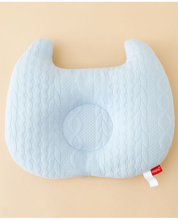 Babyhug Head Shaping Baby Pillow Prevents Flat Head Syndrome Soft & Breathable Neck & Shoulder Support Pillow Lightweight & Travel Friendly 0-6 Months New Born Gifting Option - Blue