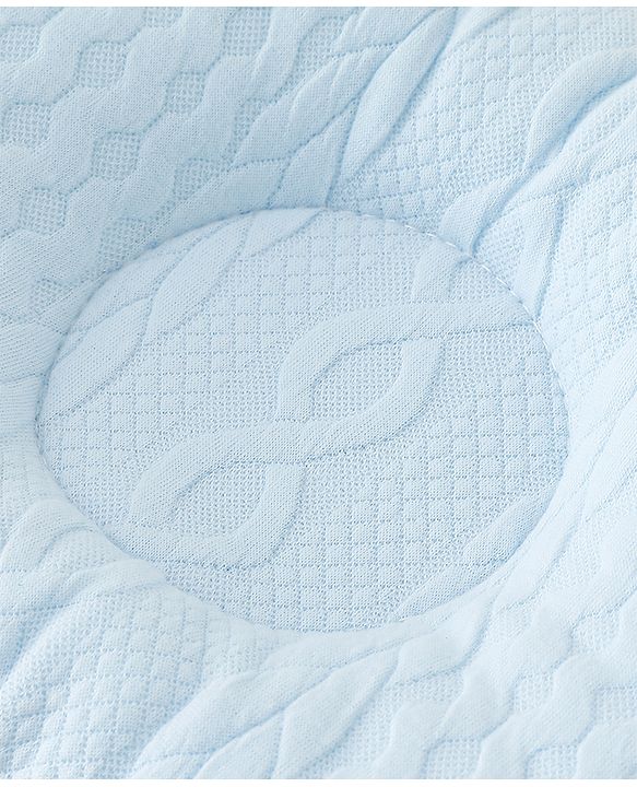 Babyhug Head Shaping Baby Pillow Prevents Flat Head Syndrome Soft & Breathable Neck & Shoulder Support Pillow Lightweight & Travel Friendly 0-6 Months New Born Gifting Option - Blue