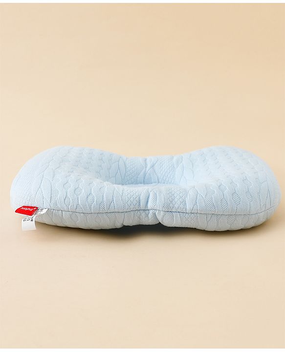Babyhug Head Shaping Baby Pillow Prevents Flat Head Syndrome Soft & Breathable Neck & Shoulder Support Pillow Lightweight & Travel Friendly 0-6 Months New Born Gifting Option - Blue