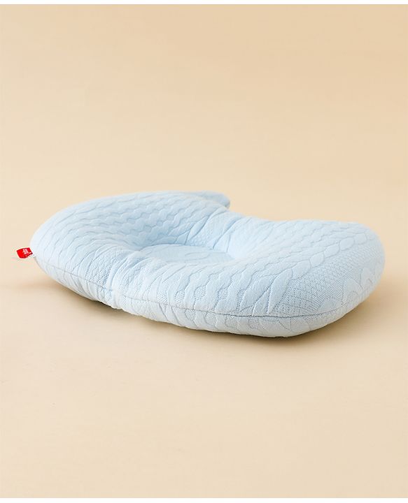 Babyhug Head Shaping Baby Pillow Prevents Flat Head Syndrome Soft & Breathable Neck & Shoulder Support Pillow Lightweight & Travel Friendly 0-6 Months New Born Gifting Option - Blue