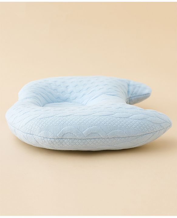 Babyhug Head Shaping Baby Pillow Prevents Flat Head Syndrome Soft & Breathable Neck & Shoulder Support Pillow Lightweight & Travel Friendly 0-6 Months New Born Gifting Option - Blue