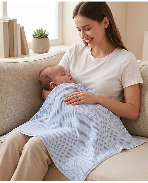 Babyhug Soft & Lightweight All-Season Baby Blanket Gentle & Breathable Durable & Machine Washable Ideal for 012 Months New Born Gifting Option Travel Friendly 100cm X 75cm   Blue