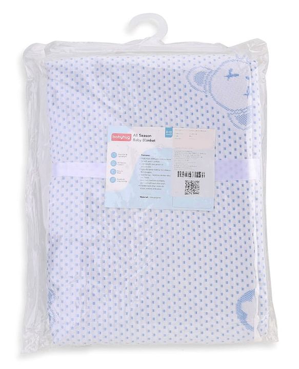 Babyhug Soft & Lightweight All-Season Baby Blanket Gentle & Breathable Durable & Machine Washable Ideal for 012 Months New Born Gifting Option Travel Friendly 100cm X 75cm   Blue