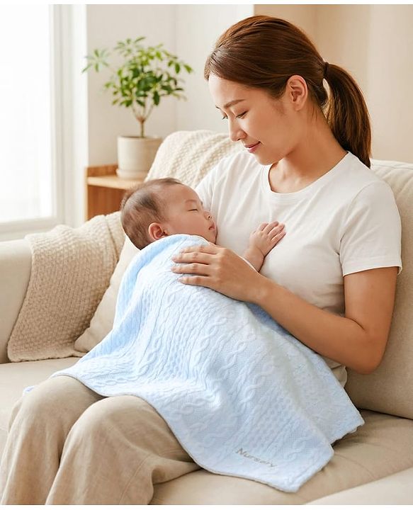Babyhug Soft & Lightweight All-Season Baby Blanket Gentle & Breathable Durable & Machine Washable Ideal for 012 Months New Born Gifting Option Travel Friendly 100cm X 75cm -Blue