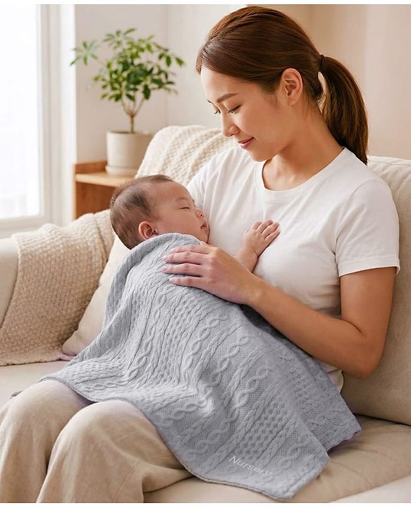 Babyhug Soft & Lightweight All-Season Baby Blanket Gentle & Breathable Durable & Machine Washable Ideal for 012 Months New Born Gifting Option Travel Friendly 100cm X 75cm  Grey