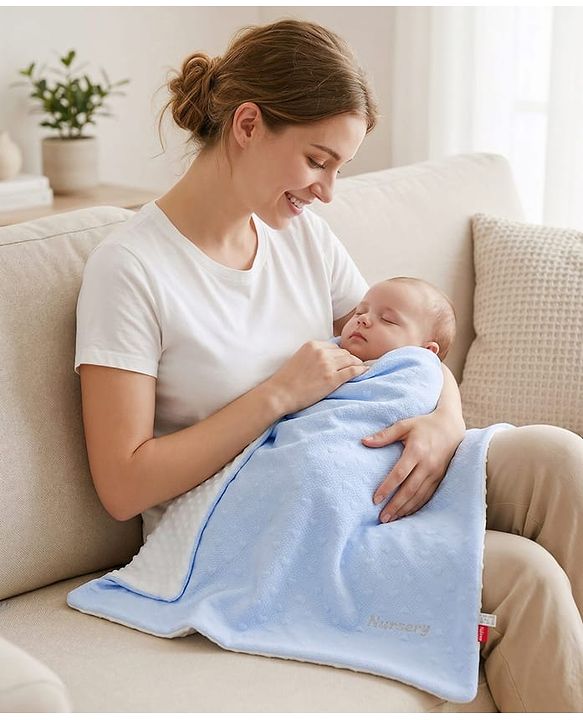 Babyhug All-Season Heart Embossed Baby Blanket Soft & Lightweight Gentle & Breathable Durable & Machine Washable Ideal for 012 Months New Born Gifting Option Travel Friendly 100cm X 75cm  Blue