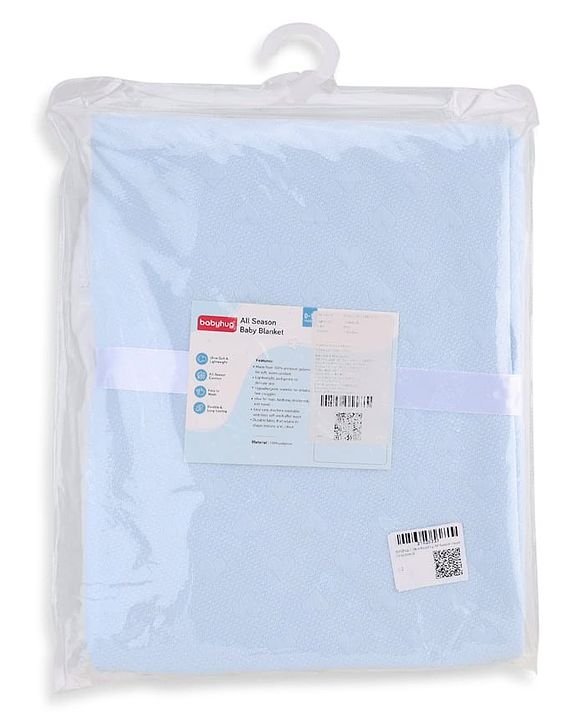 Babyhug All-Season Heart Embossed Baby Blanket Soft & Lightweight Gentle & Breathable Durable & Machine Washable Ideal for 012 Months New Born Gifting Option Travel Friendly 100cm X 75cm  Blue