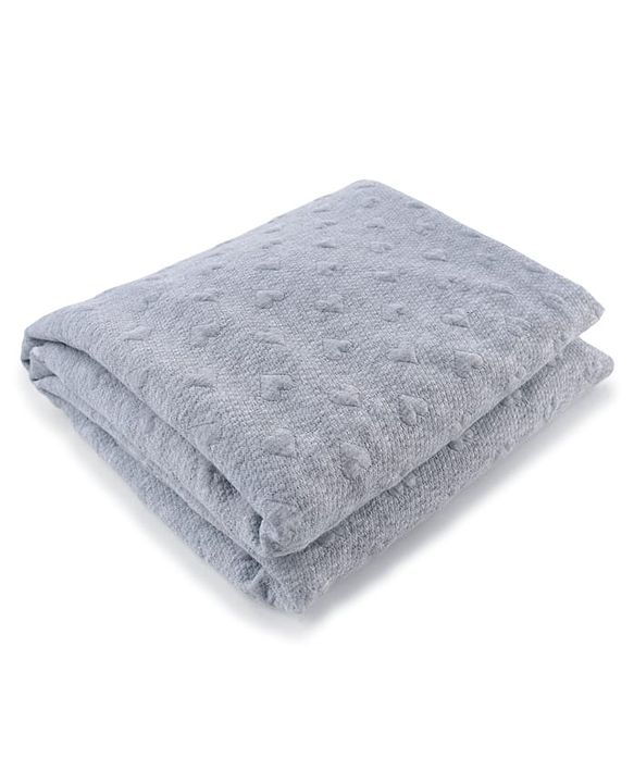 Babyhug All-Season Heart Embossed Baby Blanket - Grey| Soft & Lightweight| Gentle & Breathable| Durable & Machine Washable| Ideal for 012 Months| New Born Gifting Option| Travel Friendly|100cm X 75cm