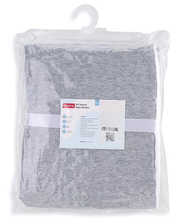 Babyhug All-Season Heart Embossed Baby Blanket - Grey| Soft & Lightweight| Gentle & Breathable| Durable & Machine Washable| Ideal for 012 Months| New Born Gifting Option| Travel Friendly|100cm X 75cm