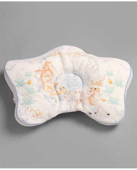 Babyhug Star Shaped Head Support Pillow -Blue|Soft Breathable Cotton Fabric| Ergonomic Head Support| Magical Land Print| Infant Pillow| Lightweight Travel Friendly| Prevents Flat Head| Washable Cover