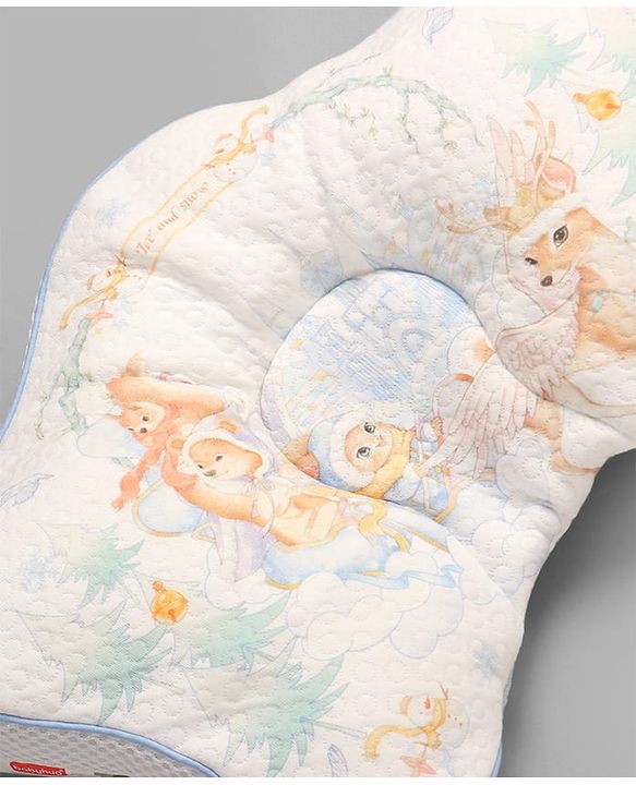 Babyhug Star Shaped Head Support Pillow -Blue|Soft Breathable Cotton Fabric| Ergonomic Head Support| Magical Land Print| Infant Pillow| Lightweight Travel Friendly| Prevents Flat Head| Washable Cover