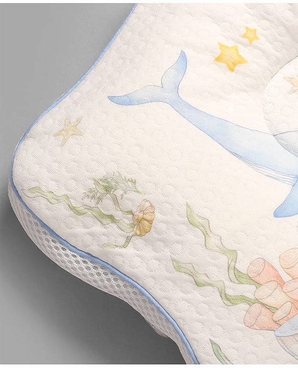 Babyhug Star Shaped Head Support Pillow -Blue|Soft Breathable Cotton Fabric| Ergonomic Head Support| Magical Land Print| Infant Pillow| Lightweight Travel Friendly| Prevents Flat Head| Washable Cover