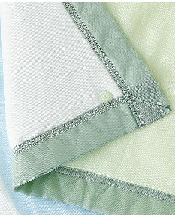 Babyhug 100% Pure Cotton Jacquard Gauze Baby Blanket Happy Bear Print 10 Layer Quilting Ultra Soft Breathable & Absorbent 0-24 Months New Born Essential -Green