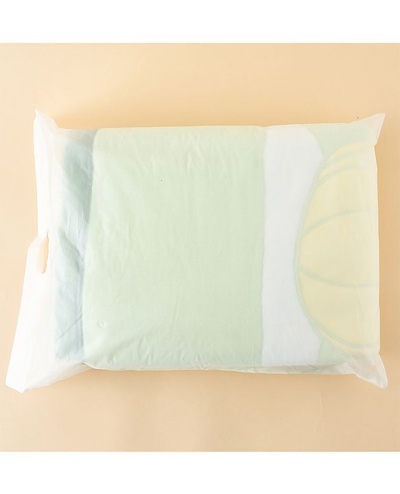 Babyhug 100% Pure Cotton Jacquard Gauze Baby Blanket Happy Bear Print 10 Layer Quilting Ultra Soft Breathable & Absorbent 0-24 Months New Born Essential -Green