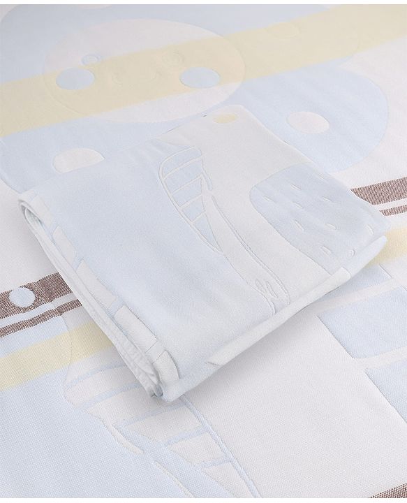 Babyhug 100% Pure Bamboo Baby Blanket Cute Bear Print 6 Layer Quilting Ultra Soft & Light Weight (520g)| Breathable & Absorbent 0-24 Months New Born Essential  - Blue