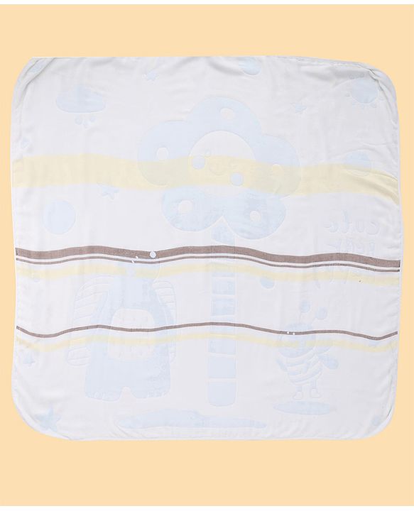 Babyhug 100% Pure Bamboo Baby Blanket Cute Bear Print 6 Layer Quilting Ultra Soft & Light Weight (520g)| Breathable & Absorbent 0-24 Months New Born Essential  - Blue